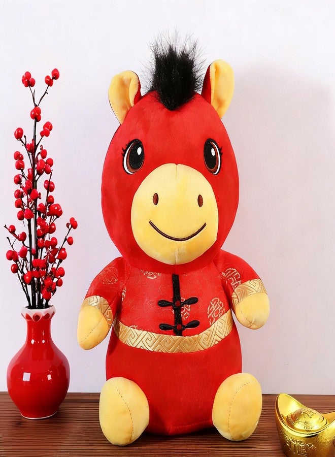 Beupy 2026 Year of The Horse Stuffed Animals Mascot Plush Chinese New Year Plush Horse Mascot Doll Toys Chinese Zodiac Decor for Spring Festival Lunar New Years Gifts Home Car Decor, Tang Suit Style, 25 CM - Image 1